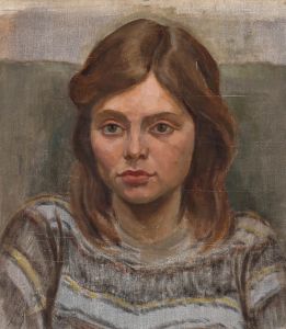 E.L. Edwards - Mid 20th Century Oil, The Striped Jumper