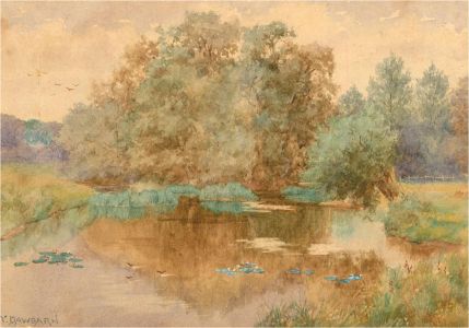 Joseph Yelverton Dawbarn (1856-1943) - Watercolour, Lake Reflections