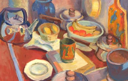 Early 20th Century Gouache - Kitchen Counter