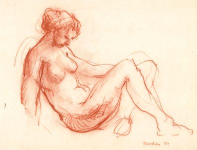 Signed 1977 Graphite Drawing - Terracotta Life Study II