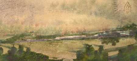 Orlando Greenwood RBA (1892-1989) - 1919 Watercolour, Landscape with Small River