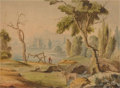 Catherine Board - Early 19th Century Watercolour, Lakeside Landscape