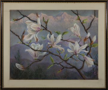 20th Century Pastel - View with Magnolias