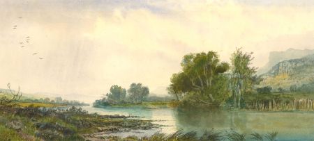 W. Sydney - 1884 Watercolour, River Scene