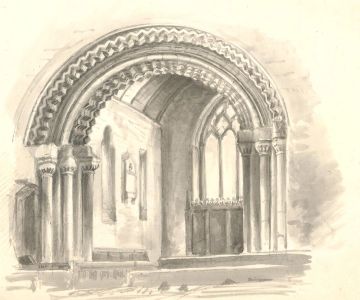 1858 Watercolour - Longdon Church, Worcester