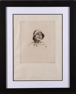 Sidney Tushingham(1882-1968) - Early 20th Century Etching, Smiling