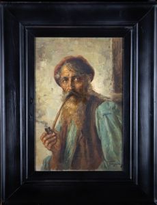 R. Frigerio (1875-1948) - Signed & Framed Early 20th Century Oil, Smoking Man