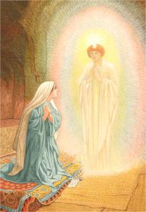 A. Twinning - 1953 Watercolour, The Angel Gabriel and Virgin Mary