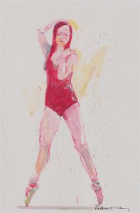 Richard J.S. Young - 2020 Watercolour, Ballet Dancer in Pink