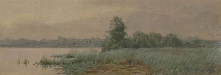 Charles Harmony Harrison (1842-1902) - 1888 Watercolour, River View