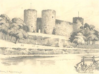 Sam J. M. Brown - Early 20th Century Graphite Drawing, Ruddlan Castle