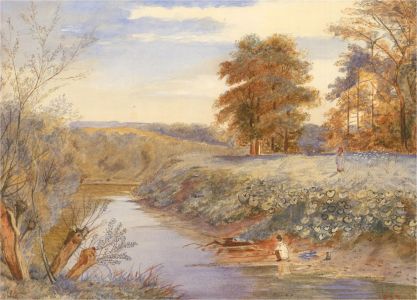 Emily Frances Fryer - 1864 Watercolour, Fishing From The Shingle
