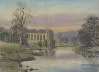 E. C. Clark - 1990 Chalk Drawing, Abbey Ruins