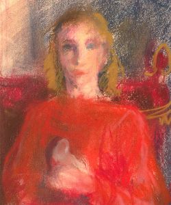 Jane Bond RP NEAC - 20th Century Pastel, Lady in Red