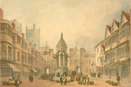 Paul Braddon (1864–1937) - Late 19th Century Watercolour, market Place, Wells