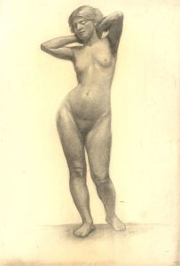Dorothy Levett - Signed c.1914 Graphite Drawing, Thoughtful Nude