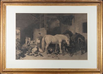 After John Frederick Herring Sr.  - 1852 Mezzotint, Inside The Barn