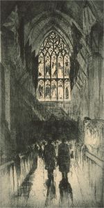 20th Century Etching - Church Interior
