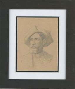 Mid 19th Century Graphite Drawing - 15th Century Male