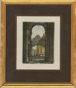 Framed Mid 20th Century Etching - The Archway