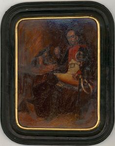 Framed Mid 19th Century Oil - Smoking Soldier