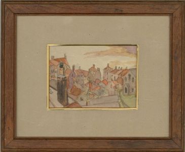 Framed Late 19th Century Watercolour - Rooftops