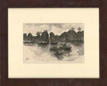 Signed & Framed Mid 20th Century Pen and Ink Drawing - Sleepy Lake