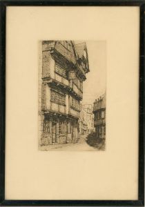 Thomas Riley - Signed & Framed Late 19th Century Etching, The Winding Street