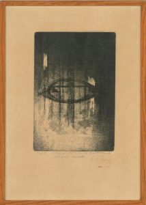 Framed Mid 20th Century Etching - Abstracted Lines