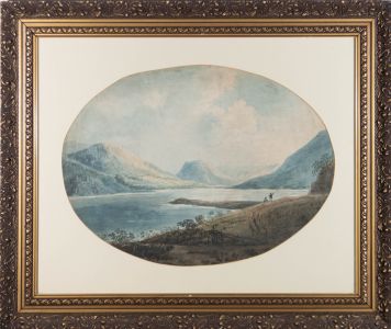 Framed Early 19th Century Watercolour - Highland Lake Landscape