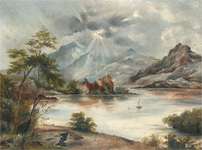 H. Leardie - 1897 Oil, Alpine Lake landscape