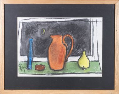 Signed & Framed 1999 Pastel - Still Life at Night