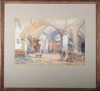 Richard Principal Leitch (1827-1882) - Fine Watercolour, Cathedral Interior