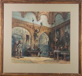 Richard Principal Leitch (1827-1882) - 1881 Watercolour, Cathedral Interior II
