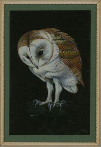 Ken Jaxon - Signed & Framed 1975 Gouache, The Barn Owl