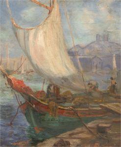 Terriah Williams - Signed & Framed Late 19th Century Oil, Sailors Docking