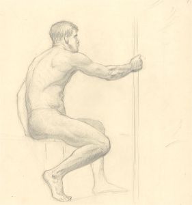 Dorothy Levett - 1911 Graphite Drawing, Male Life Drawing Study