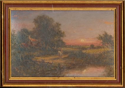 T. Oliver - Late 19th Century Oil, The Summer Sunset