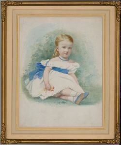 Framed Late 19th Century Watercolour - Victorian Child