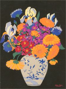 After John Mace RBA (1889-1952) - Contemporary Silkscreen, Wildflowers on Black