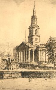 E. Mary Shelley - Late 19th Century Etching, St Martin-in-the-Fields, London