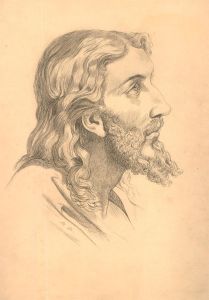 M. M - 19th Century Graphite Drawing, Study of Jesus Christ