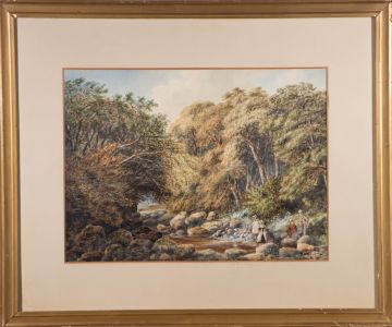 John Lessels (1809-1883) - Signed & Framed 1879 Watercolour, Along the Stream