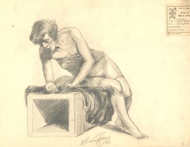 S. Barnes Robson (1900-1973) - 1926 Graphite Drawing, Reclining Woman