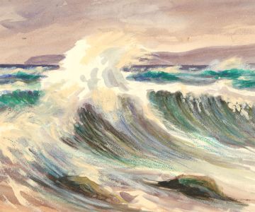 S. Barnes Robson (1900-1973) - Mid 20th Century Watercolour, Splashing Waves