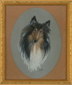 C. M. Price - Signed & Framed Contemporary Pastel, Collie