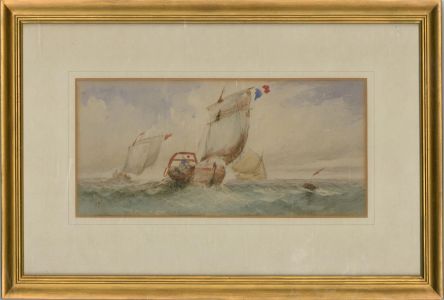 Late 19th Century Watercolour - Seascape with French Ships