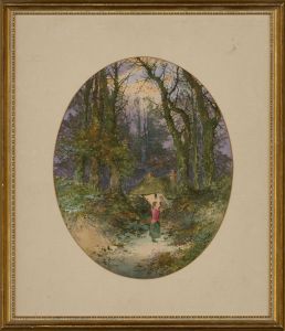 Thomas Dingle Jr. (1844-1919) - 19th Century Watercolour, A Walk In The Woods
