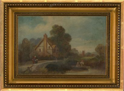 Late 19th Century Oil - Rustic Cottage On The River