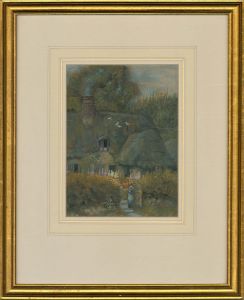 Early 20th Century Gouache - The Thatched Cottage